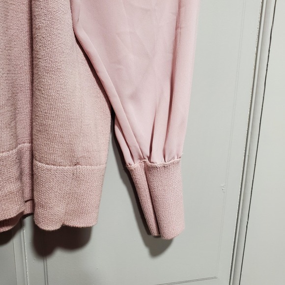 Loft Sweater women Size Medium Soft Blush Pink Long Sleeves Ribbed cuffs Office - Picture 3 of 9